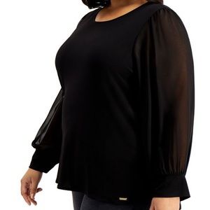 Calvin Klein Black sheer sleeve top